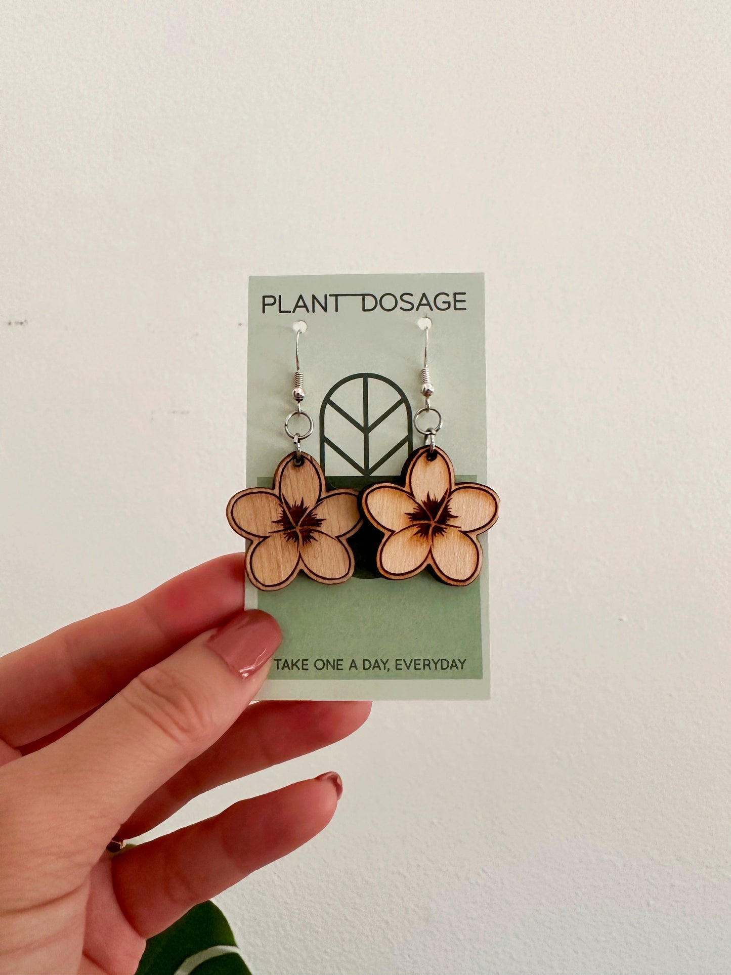 Plumeria Dangle Wooden Earrings - Plant Dosage