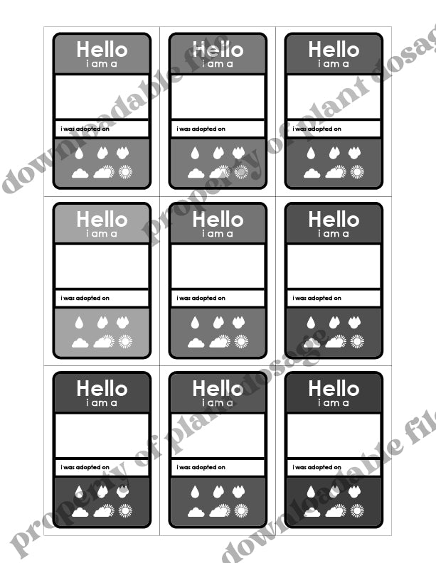 Free -Printable- Plant Care Card Downloadable File - Plant Dosage