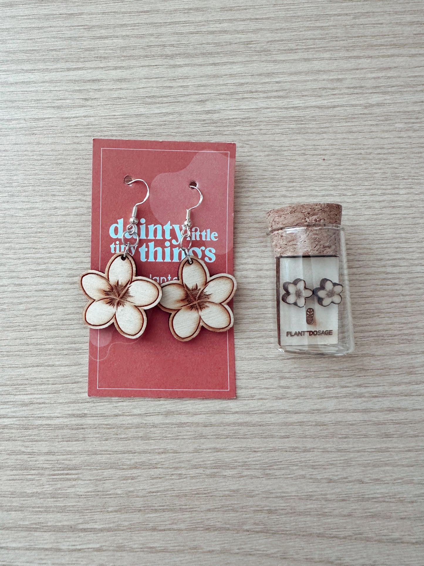 Plumeria Dangle Wooden Earrings