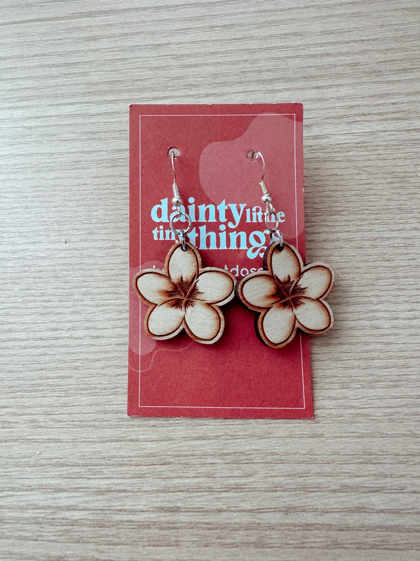 Plumeria Dangle Wooden Earrings