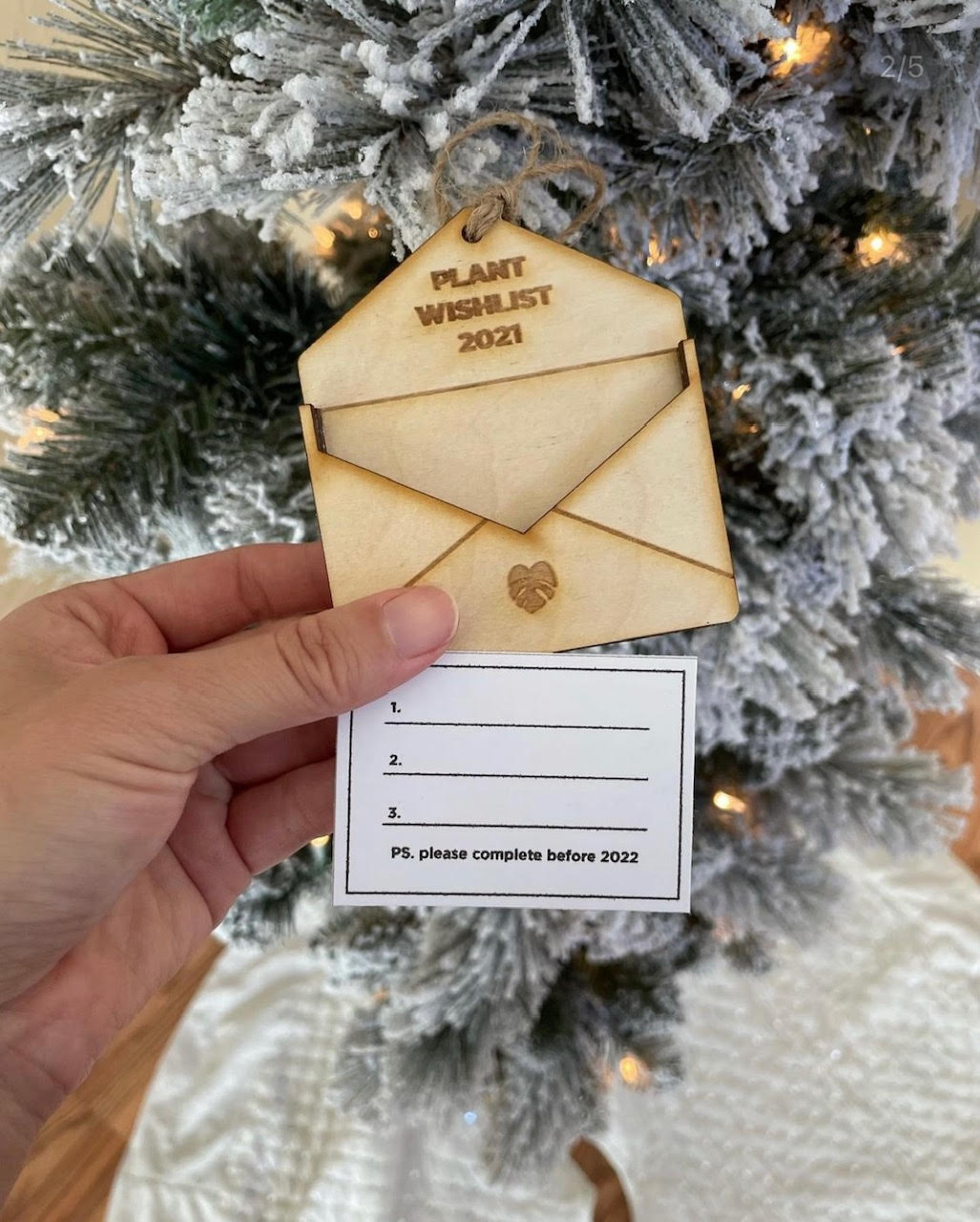 Houseplant Wishlist Envelope Ornament